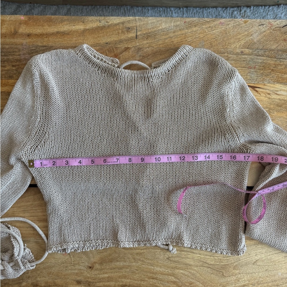 Lace-Up Knit Top, Tan/Sand, Zara, M - Picture 8 of 10